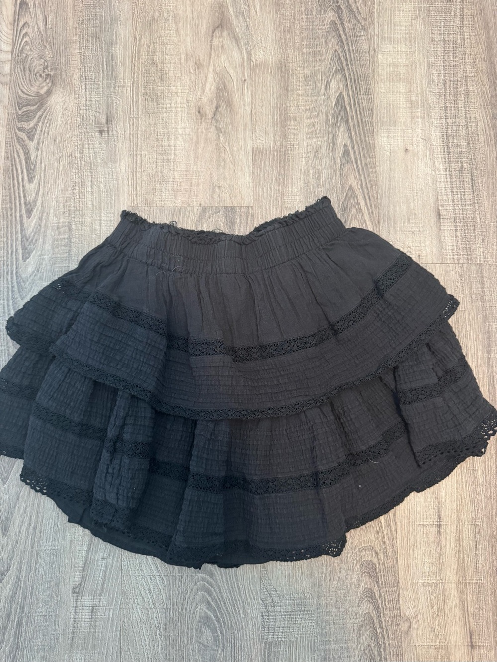 aerie Black Tiered Ruffle Skater Skirt